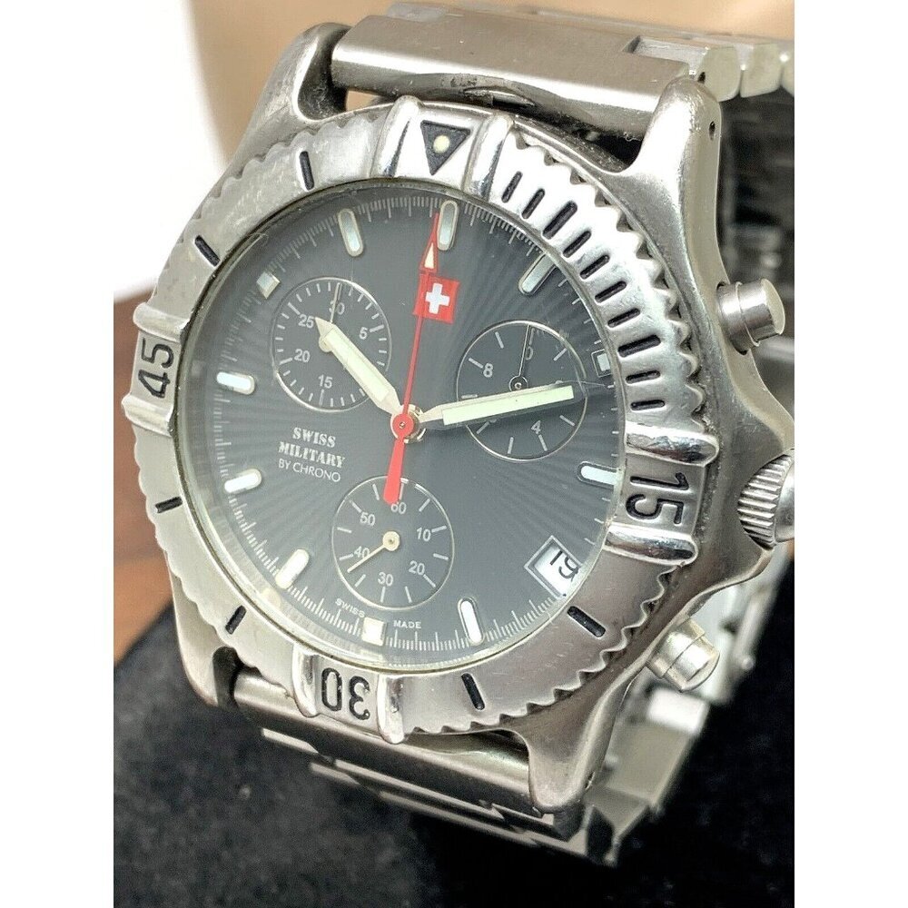 Swiss Military Men's Watch 7874 Gray Dial Quartz Chronograph Titanium Ca…